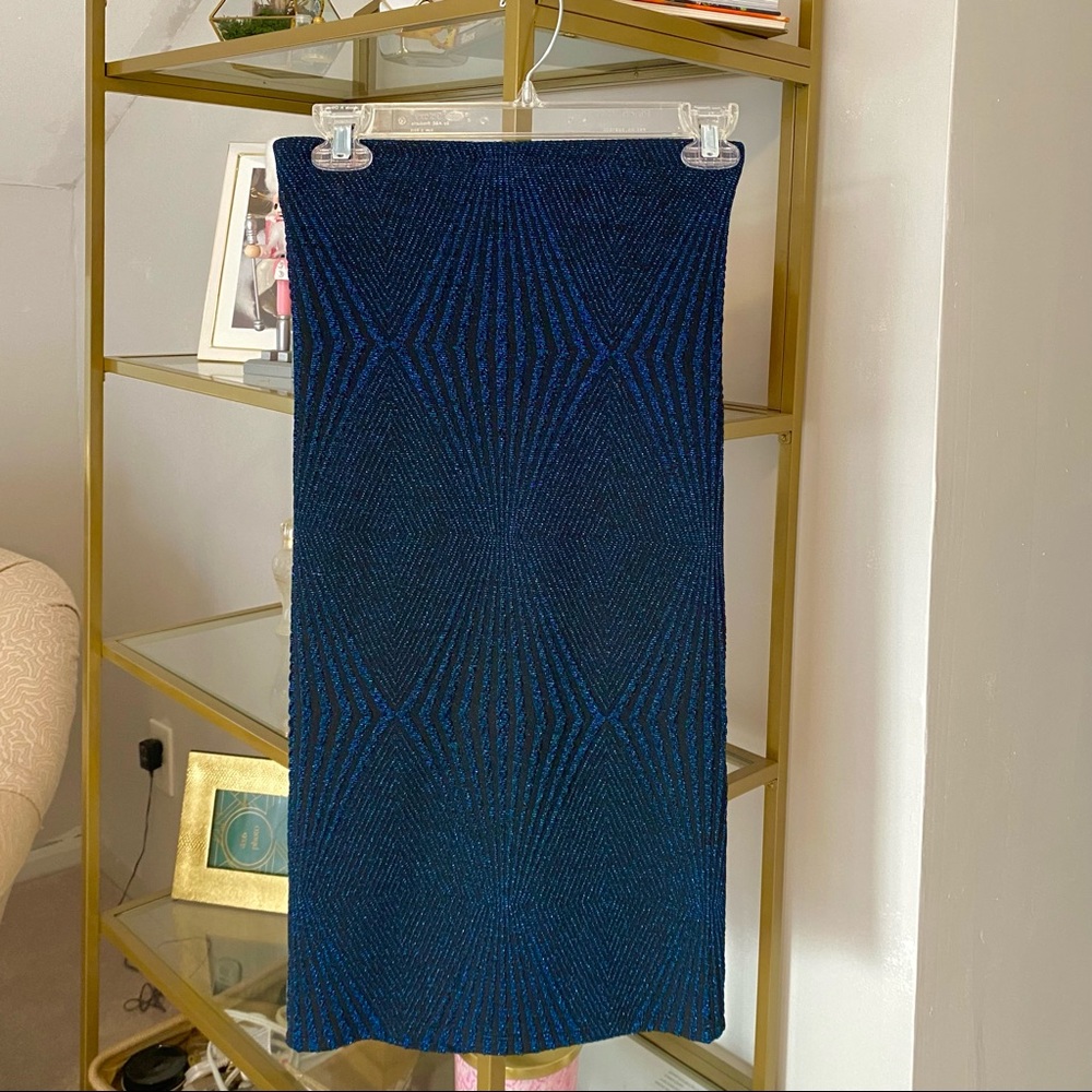 ZARA mid length blue shimmer skirt